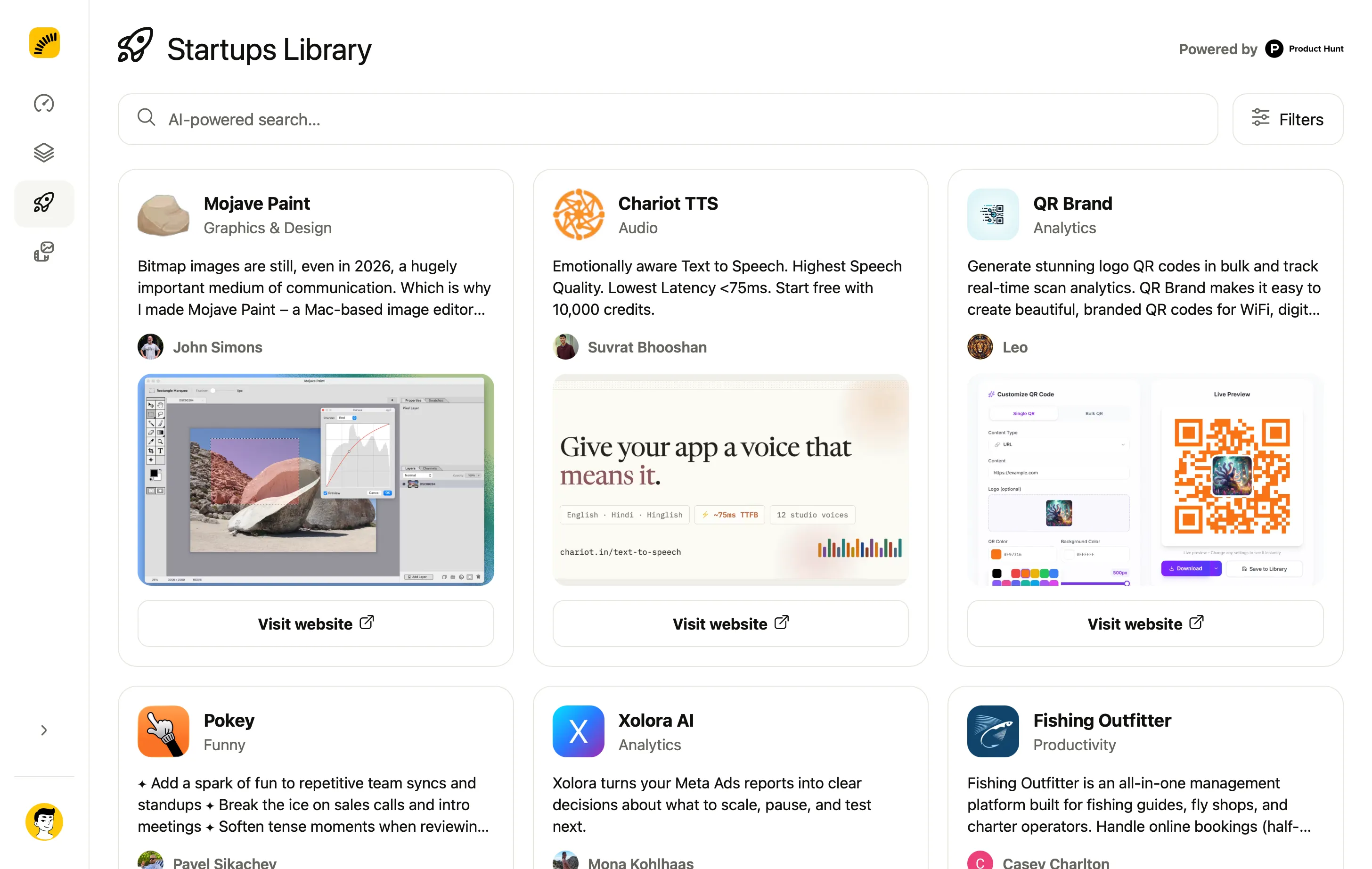 Foundly Startups Library preview